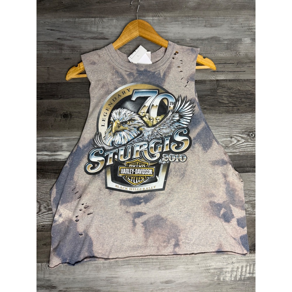 Harley Davidson Sturgis 2010 70th Anniversary Tank Top Distressed Acid Wash XL